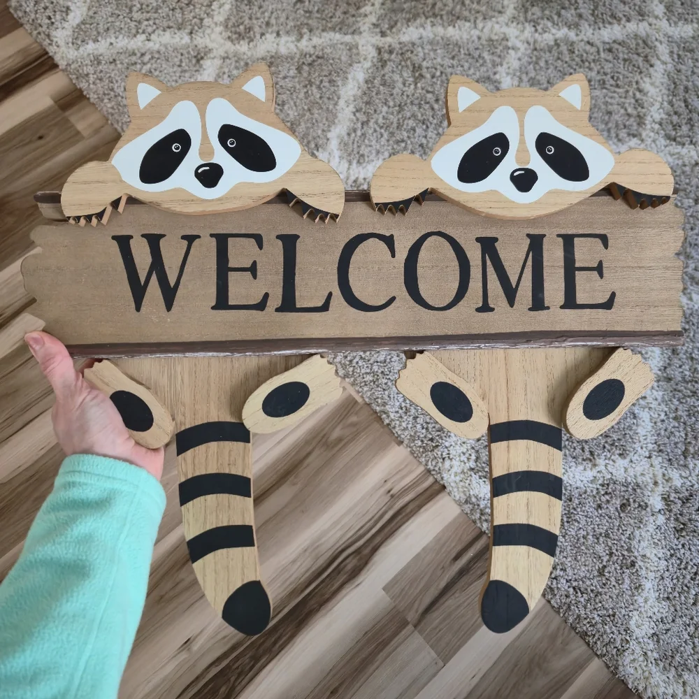 Raccoon Welcome Sign